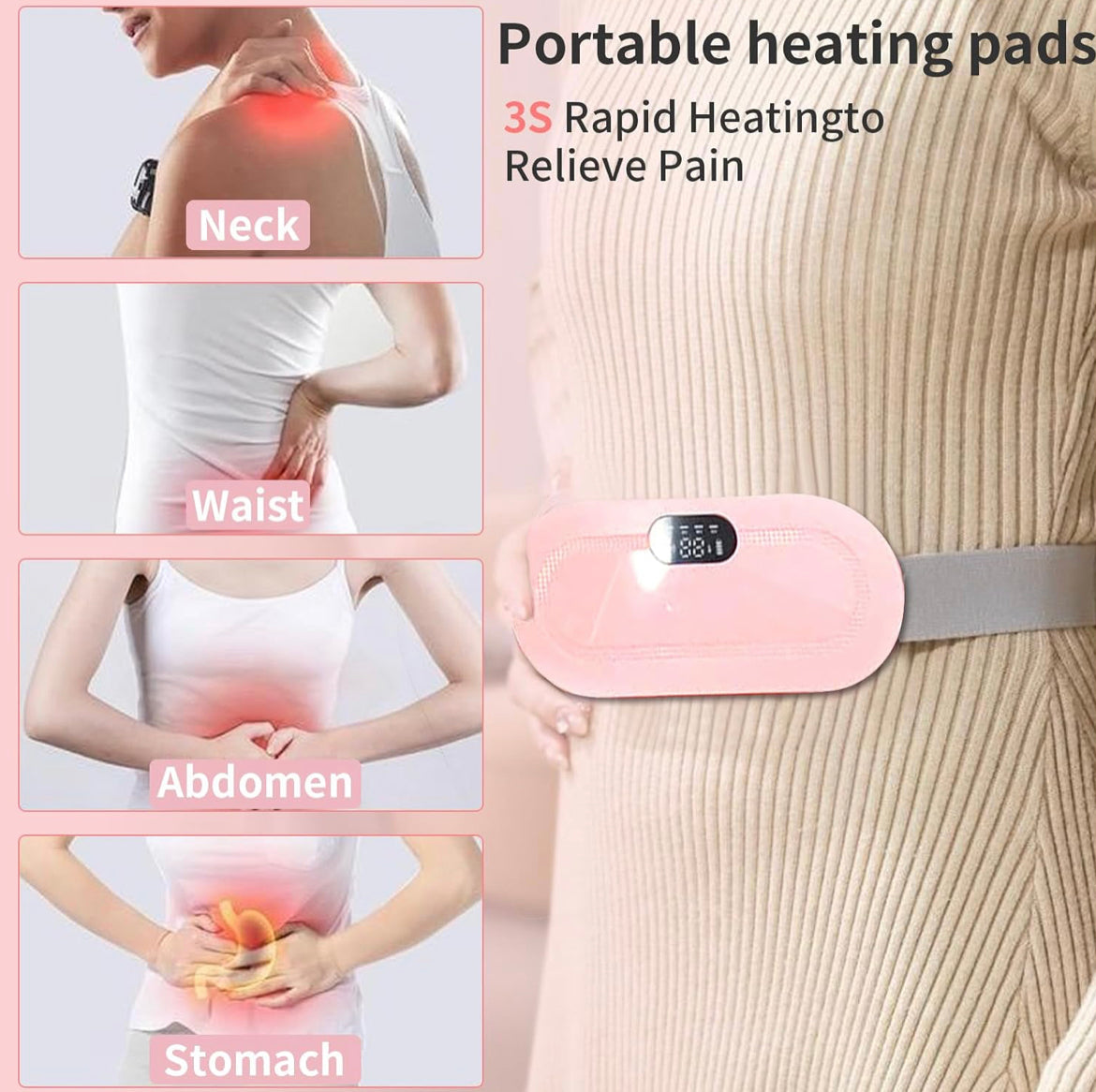 Portable Wireless Heating Massage Pad, Menstrual Period Heating Pads f –